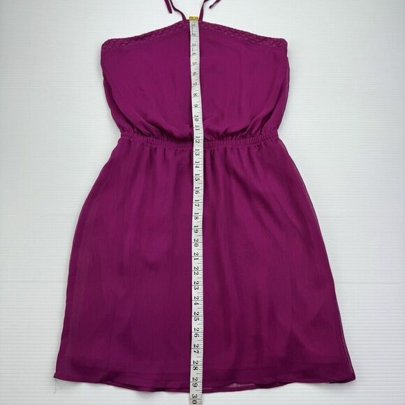 Express Magenta Strapless Dress Sz Small Lined Casual String Tie - Picture 9 of 9